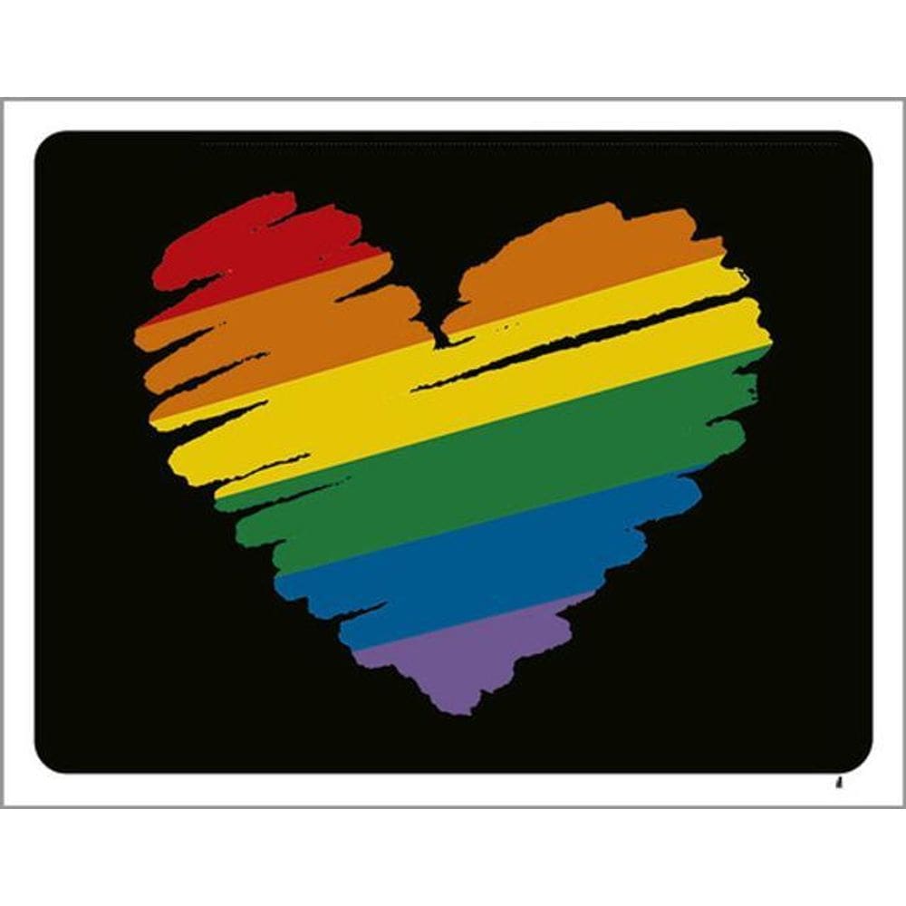 Kit 5 Placas Coração Arco Íris 36X46