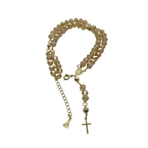 Terço Pulseira Champanhe E Dourado