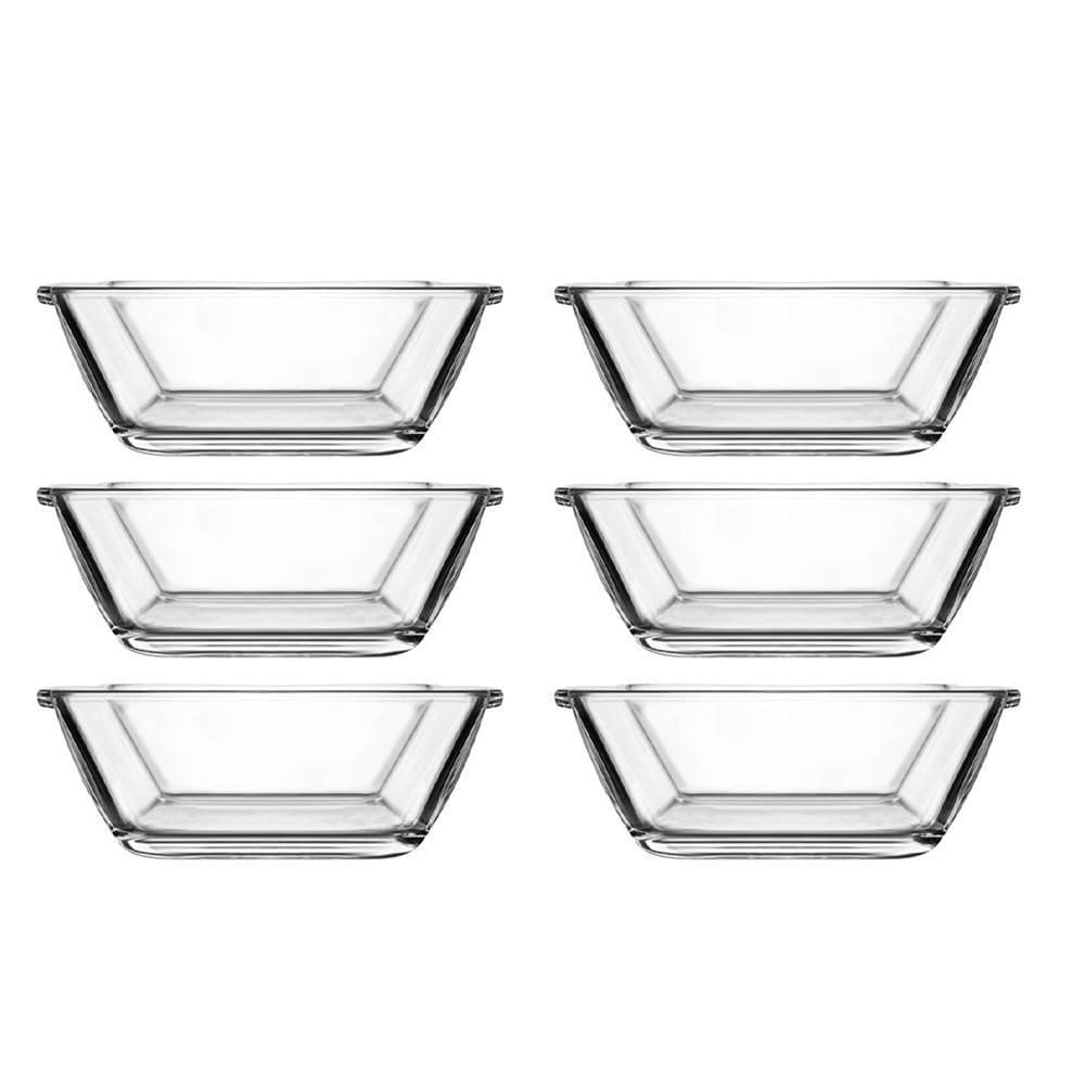 Jogo 6 Petisqueiras Quadrada Vidro Casual 90Ml Class Home