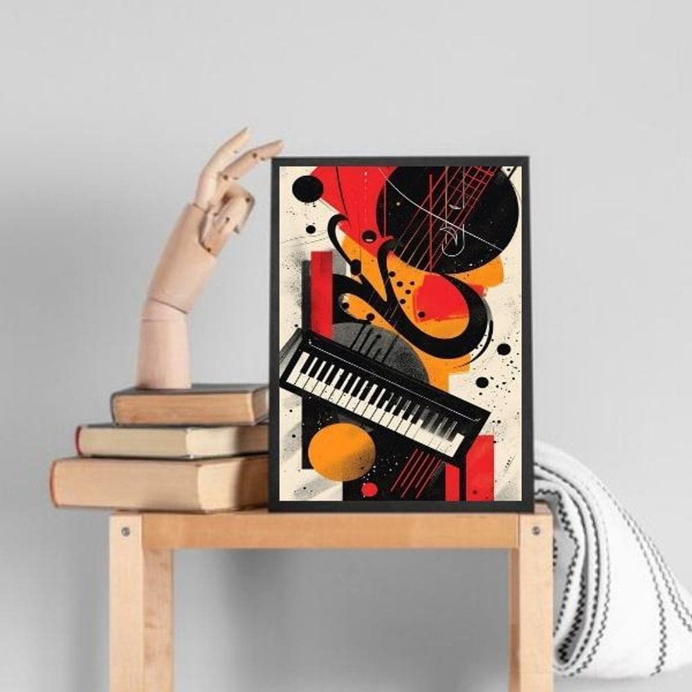 Quadro Decorativo Teclado - Música 24X18Cm