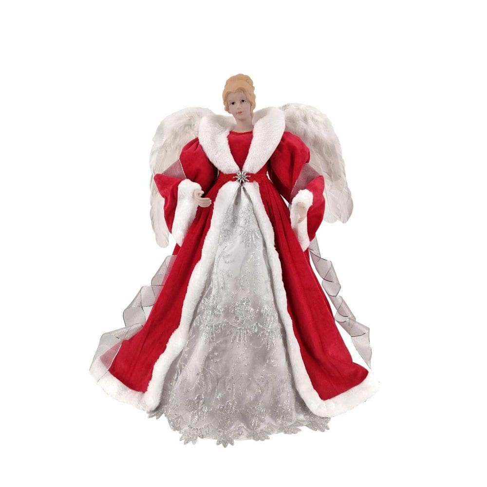 Anjo Topo Arvore Natal Vermelho Decoração Enfeite Casa 60Cm