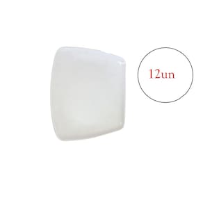 12 Prato Quadrado Plástico De Melamina Branco 21Cm