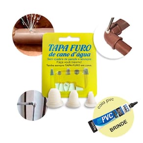 05 Reparo Tapa Furo Buraco Vazamento Cano D`Água + Cola Pvc