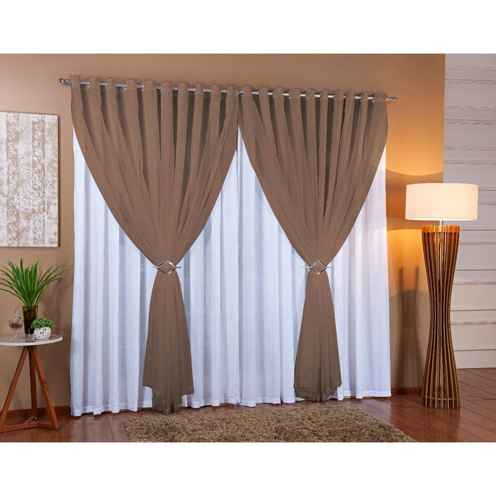 Cortina Voil Forro Microfibra Sala E Quarto 9,00X2,00M