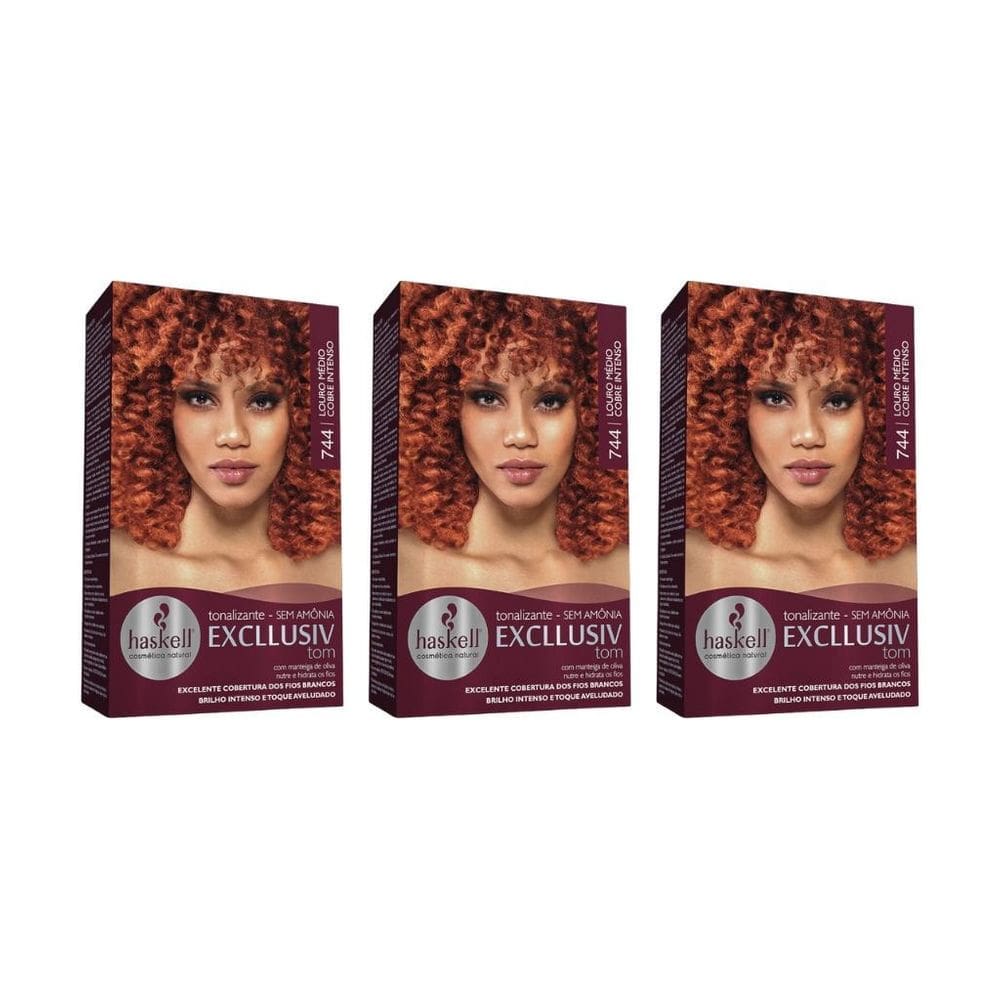 Coloraçao Haskell Ton 744 Louro Medio Cobre Int-Kit C/3Un