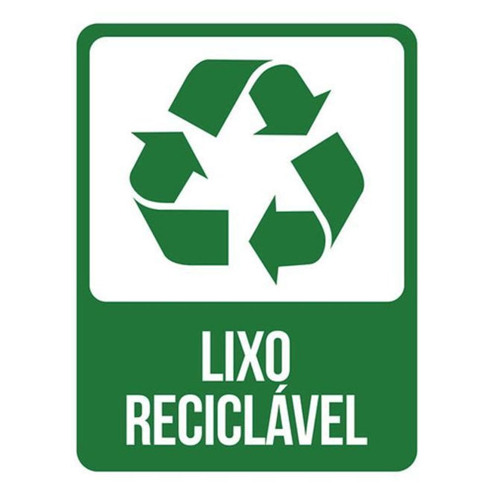 Kit 3 Placas Lixo Reciclável Verde 36X46