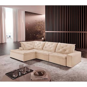Sofá Hércules Linho 2 Módulos 90cm Chaise Meu Sofá Online A294 Linho Creme