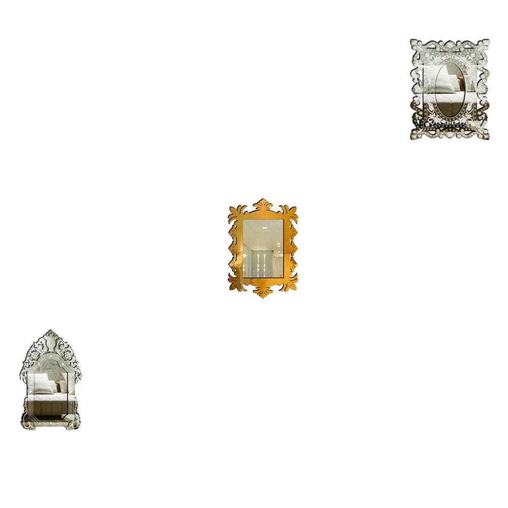 Kit Espelhos Decorativos Ddek Positano 3 Peças Prata 19x32cm