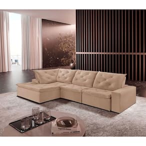 Sofá Hércules Linho 2 Módulos 80cm Chaise Meu Sofá Online A226 Linho Bege