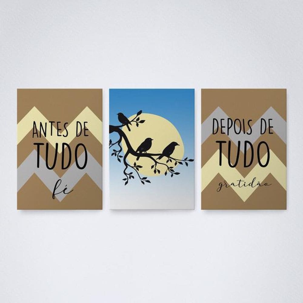 Quadro Decorativo Fé e Gratidão Tons V7 30x20cm
