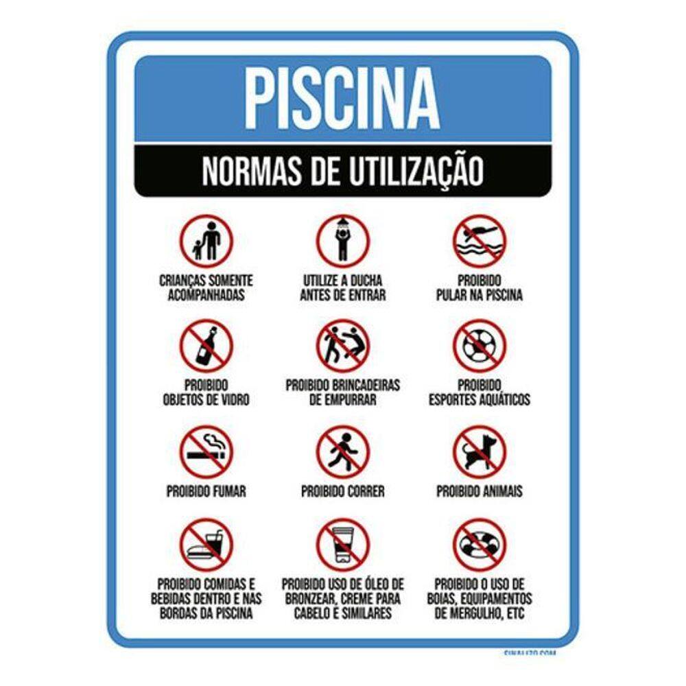 Kit 5 Placas Piscina Normas De Utilização 36X46