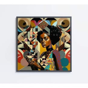 Quadro Ilustração Afro Feminino Medidas 60x60 Cm Impressão Adesivo Fotográfico