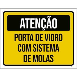 Kit 3 Placas Atenção Porta Vidro Sistema Molas 36X46