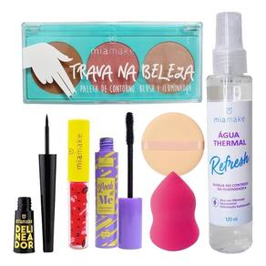 Combo De Maquiagem Paleta Contorno Iluminador Mia Make Luxo