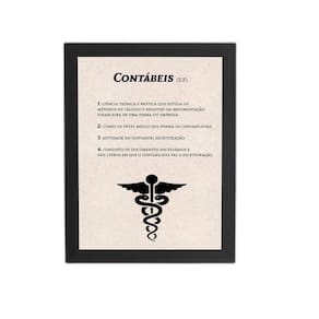 Contábeis Dicionário Profissão Quadro Moldura Preta 60X40Cm