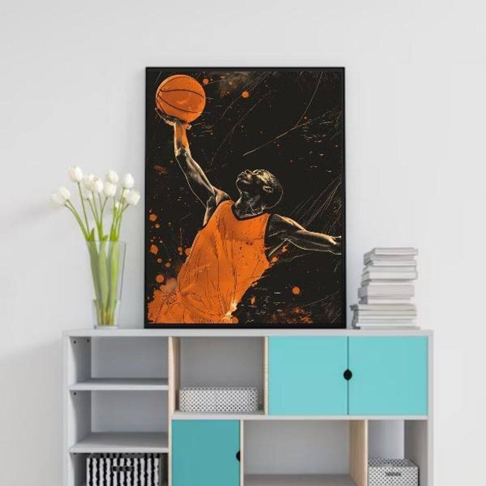 Quadro Decorativo Arte Basquete 24X18Cm