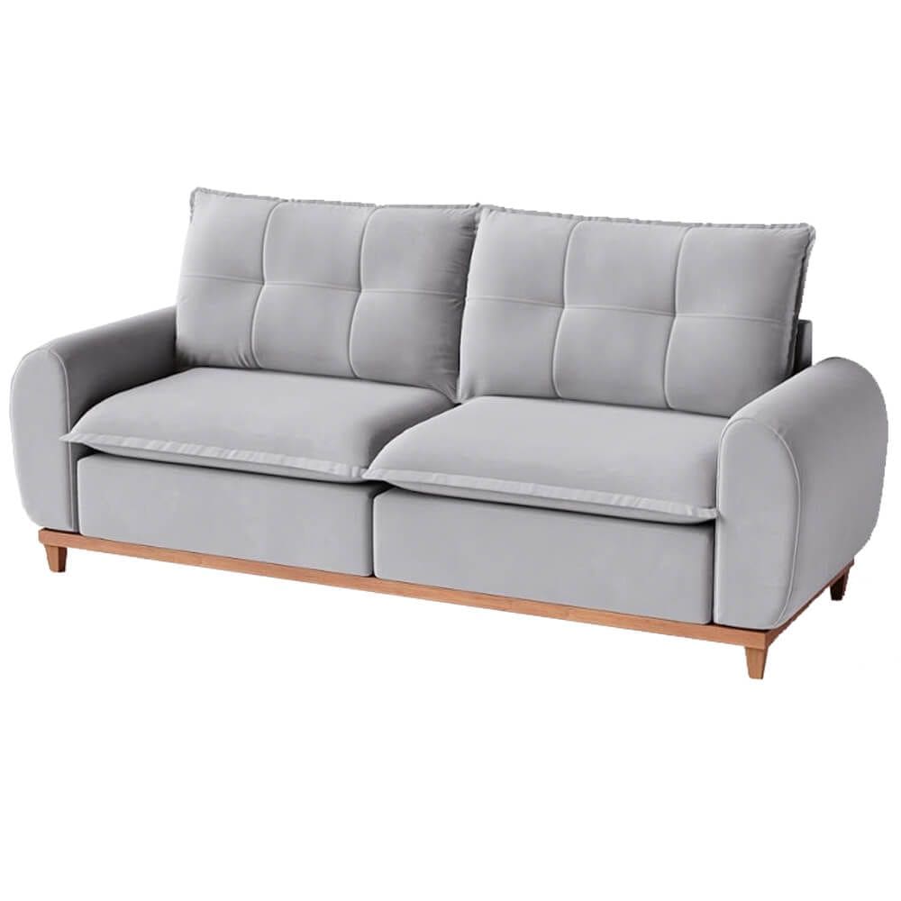 Sofá Bariloche em Veludo 4 Lugares com Almofadas Soltas 220cm Cor Cinza