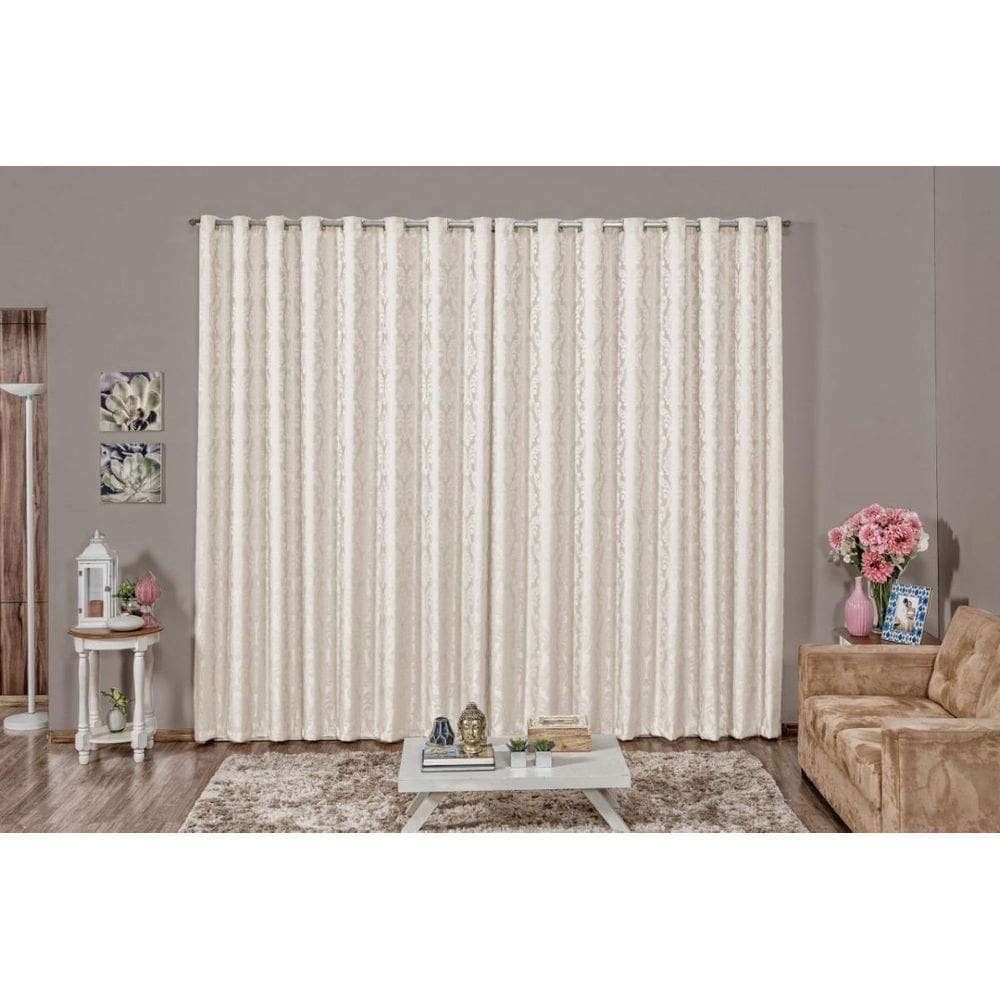 Cortina Para Sala Jacquard Tecido Semi Blackout 4,00X2,50