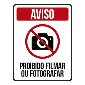 Kit 10 Placas Aviso Proibido Filmar Fotografar Ícone 36X46