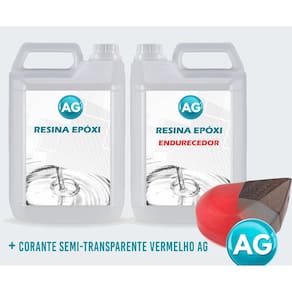 Resinas Epóxi 1Kg + Corante Semi-Transparente Vermelho Ag Ba