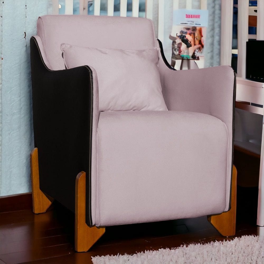 Poltrona Decorativa Heloisa Veludo Rose/Corano Preto - Londrilar