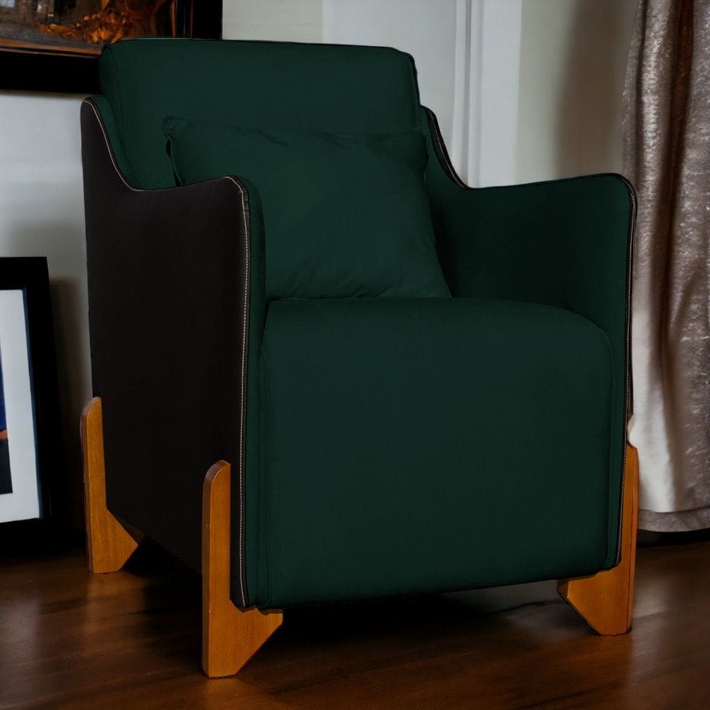 Poltrona Decorativa Heloisa Veludo Verde/Corano Preto - Londrilar