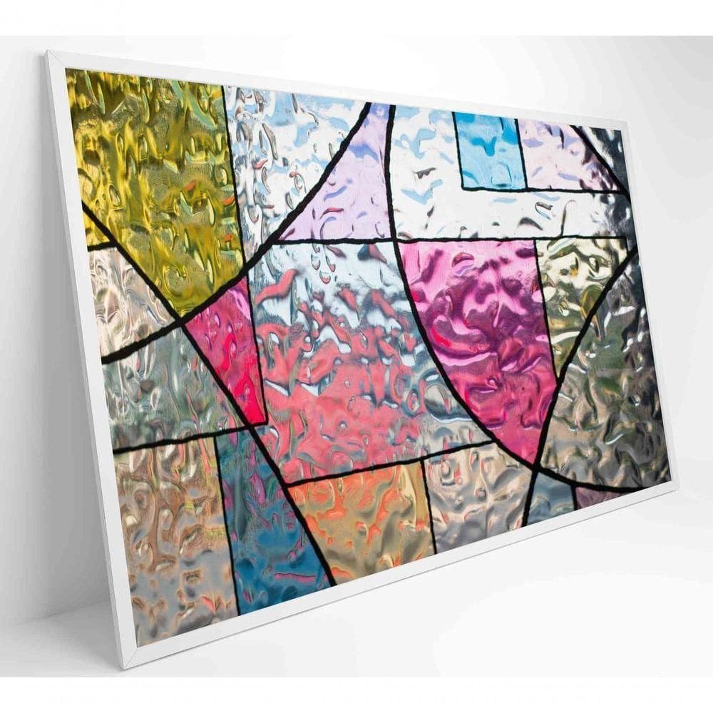Quadro Vitral Geométrico Colorido Medidas 60x40 Cm Impressão Adesivo Fotográfico