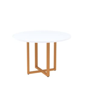 Mesa de Reunião Redonda 100cm Mrr1100p25tub Branco/Laranja Picasso