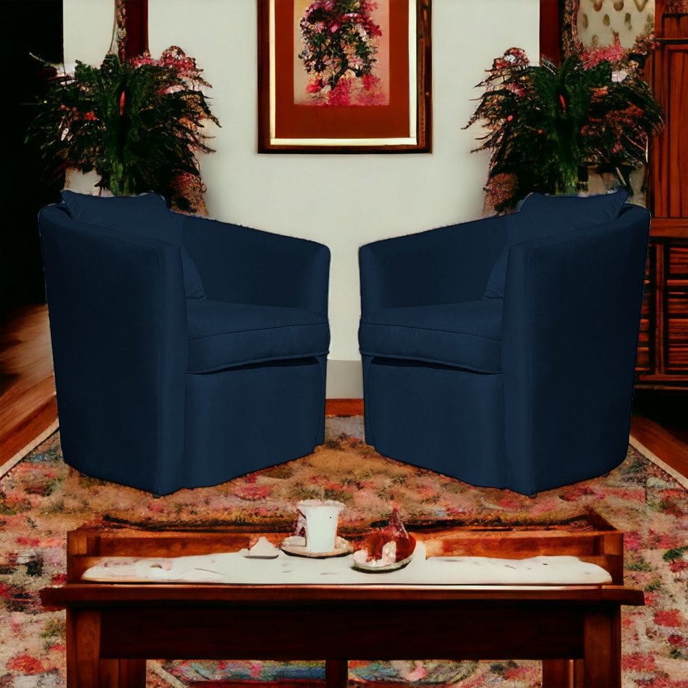 Kit 2 Poltronas Decorativa Alana Veludo Azul Marinho - Londrilar