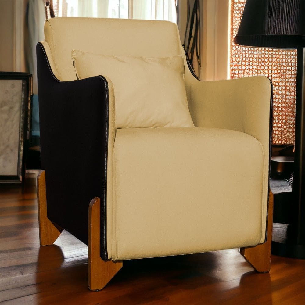 Poltrona Decorativa Heloisa Veludo Mostarda/Corano Preto - Londrilar