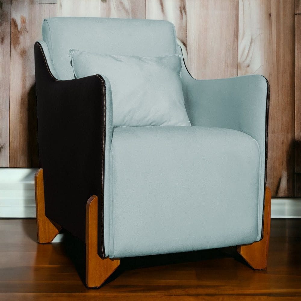 Poltrona Decorativa Heloisa Veludo Acqua Composê/Corano Preto - Londrilar