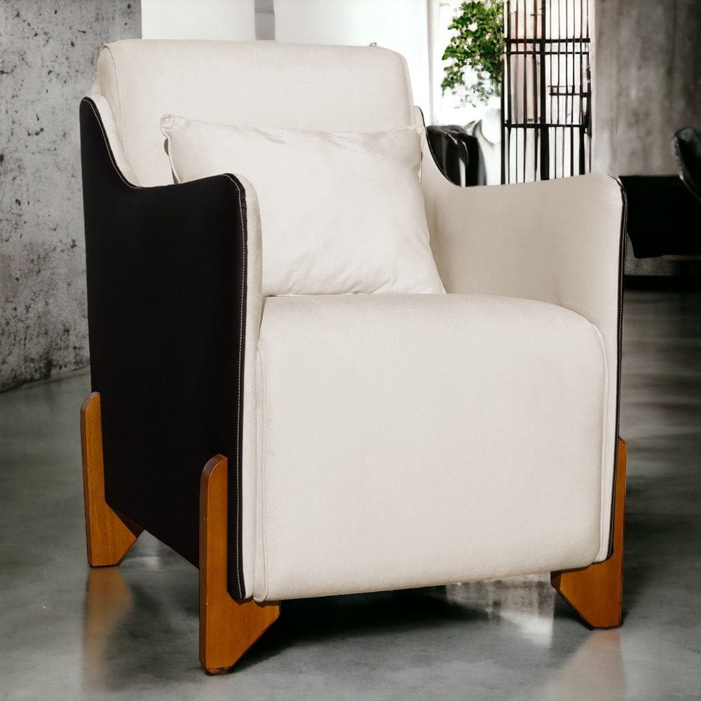 Poltrona Decorativa Heloisa Veludo Bege/Corano Preto - Londrilar