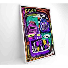 Quadro Ilustração De Rosto Abstrato Medidas 80x120 Cm Impressão Tecido Canvas