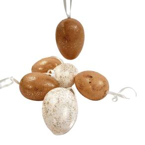 Ovo De Páscoa Marrom Gliter 6X4Cm Pendente Kit 6Pc
