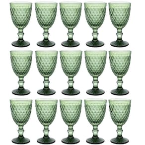 Jogo 12 Taça Água Suco 325Ml Diamond Vidro Bico Abacaxi Lyor