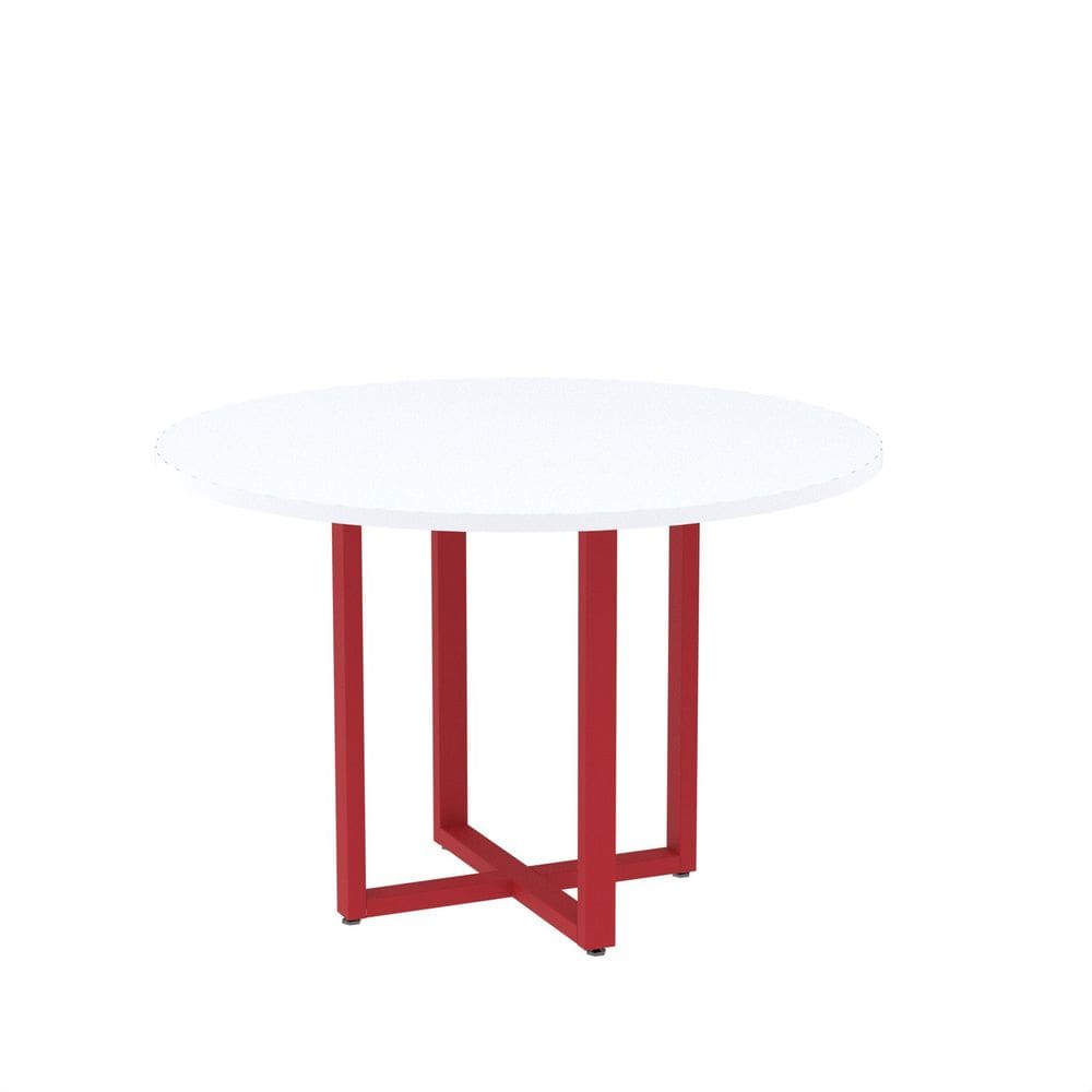 Mesa de Reunião Redonda 100cm Mrr1100p25tub Branco/Vermelho