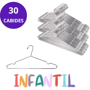 Kit 30 Cabide Tintureiro Infantil para roupas com cava em Aço Cromado - Ideal para Roupas de Crianças