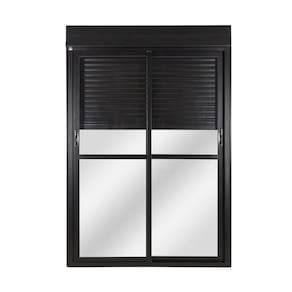 Porta de Aluminio com Persiana Integrada 220x200cm 2 Folhas Manuais Preto