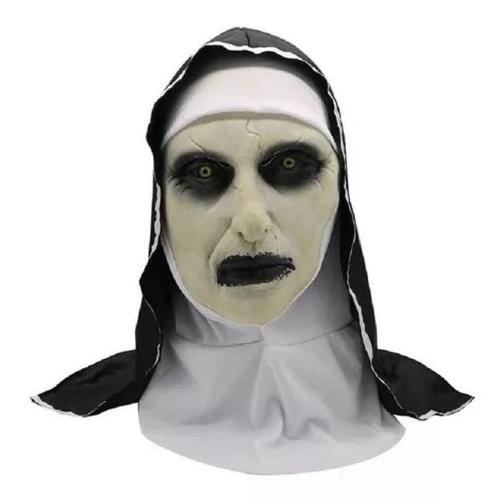 Máscara Terror Haloween A Freira Latex Com Véu Boca Fechada