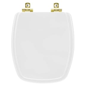 Assento Sanitário Soft Close Laguna Branco para vaso Hervy com Ferragem Dourada