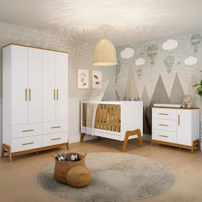 Quarto Bebê Completo Berço Americano Guarda Roupas Cômoda