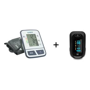 Kit Monitor De Pressão Digital De Braço Com Braçadeira E Oximetro Digital De Dedo Multi