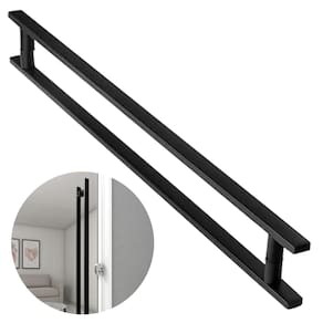 Puxador De Porta Madeira Vidro 60cm Inox 304 Preto Fosco Brinovar