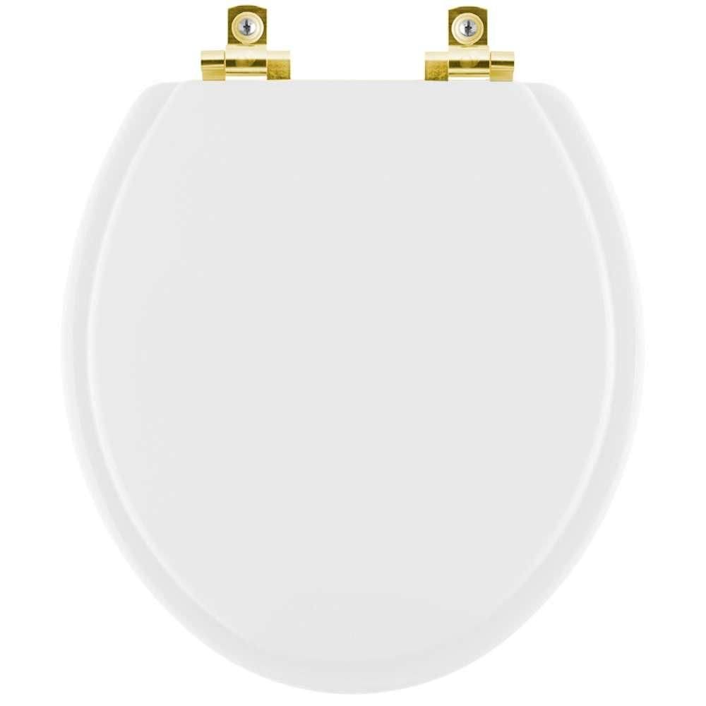 Assento Sanitário Soft Close Aretusa Branco para vaso Hervy com Ferragem Dourada
