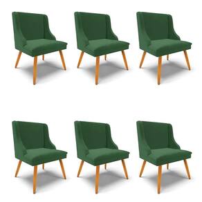 Kit 6 Cadeiras Estofadas para Sala de Jantar Pés Palito Lia Veludo Verde Esmeralda - Ibiza