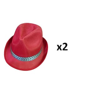 Chapéu Estilo Malandro Vermelho De Tecido Aba Curta- Kit 2Un