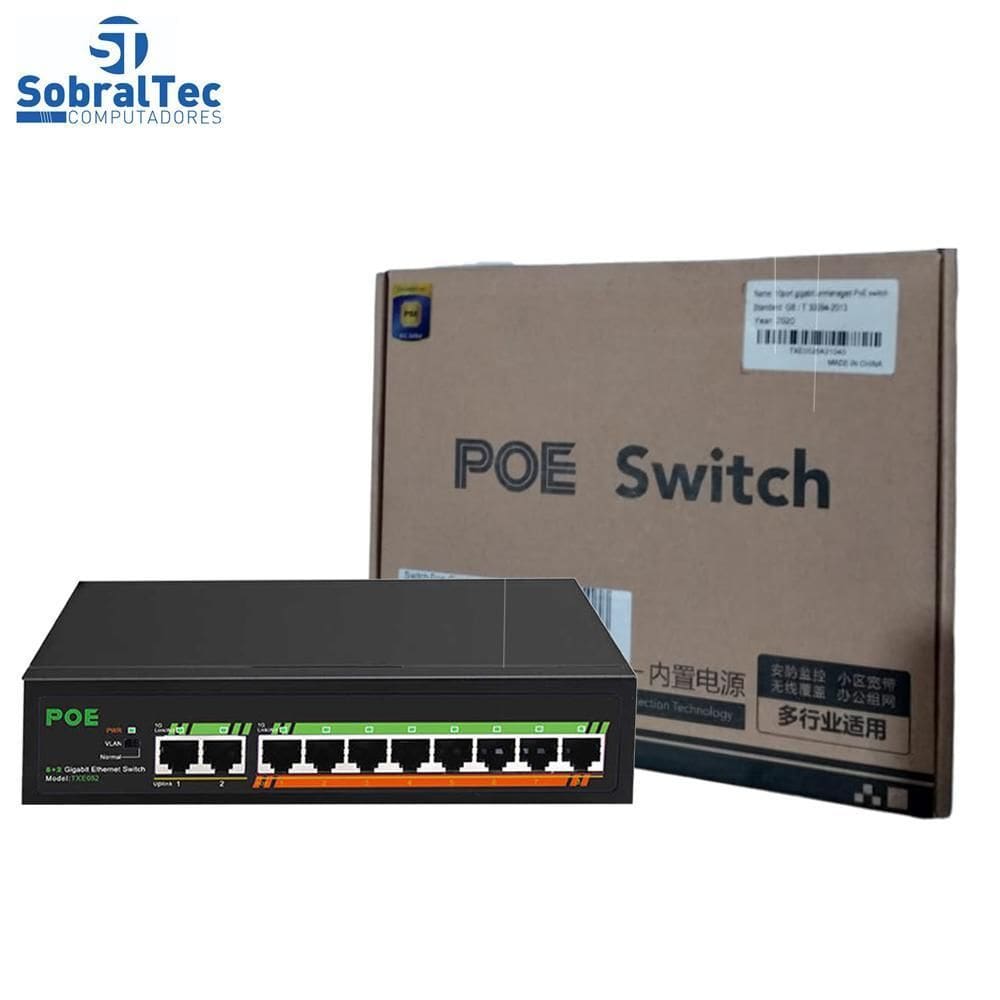 Switch Poe Gigabit 10 Portas 10/100/1000 Terow Txe052 Gb