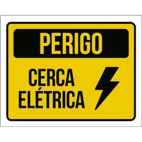 Kit 3 Placas Perigo Cerca Elétrica Amarela 36X46