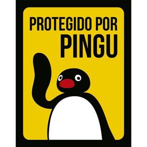 Kit 3 Placas Protegido Por Pingu 36X46