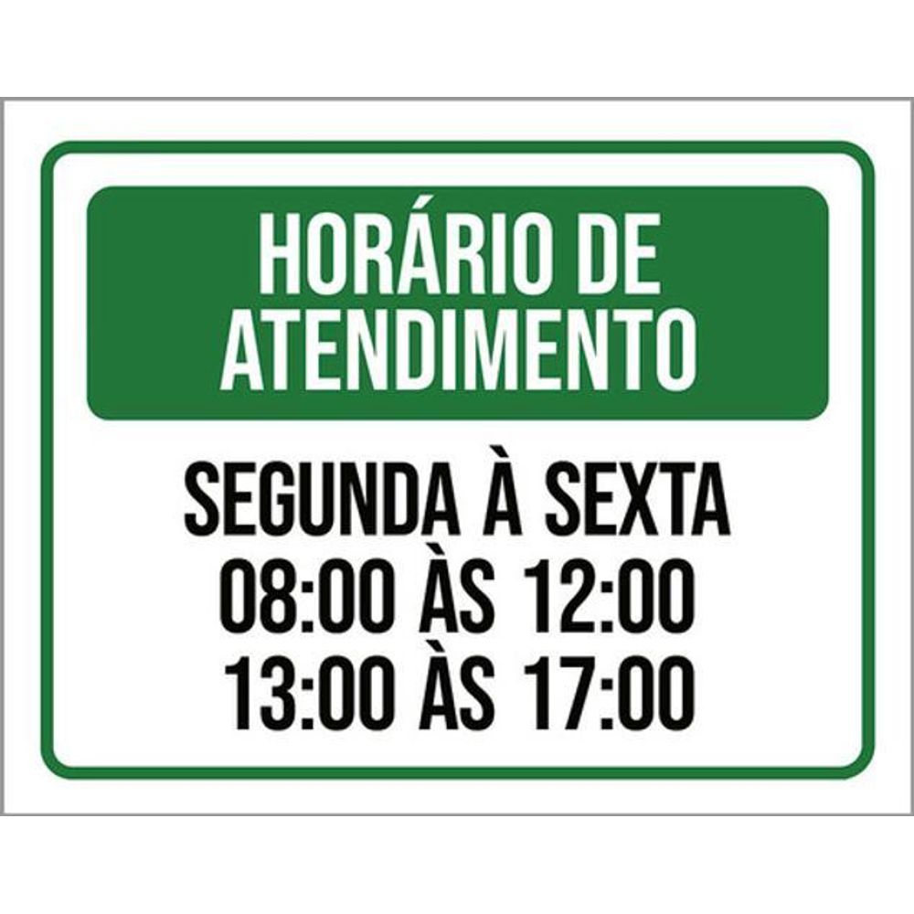 Kit 3 Placas Horário Atendimento Segunda Sexta 8 As 12 36X46